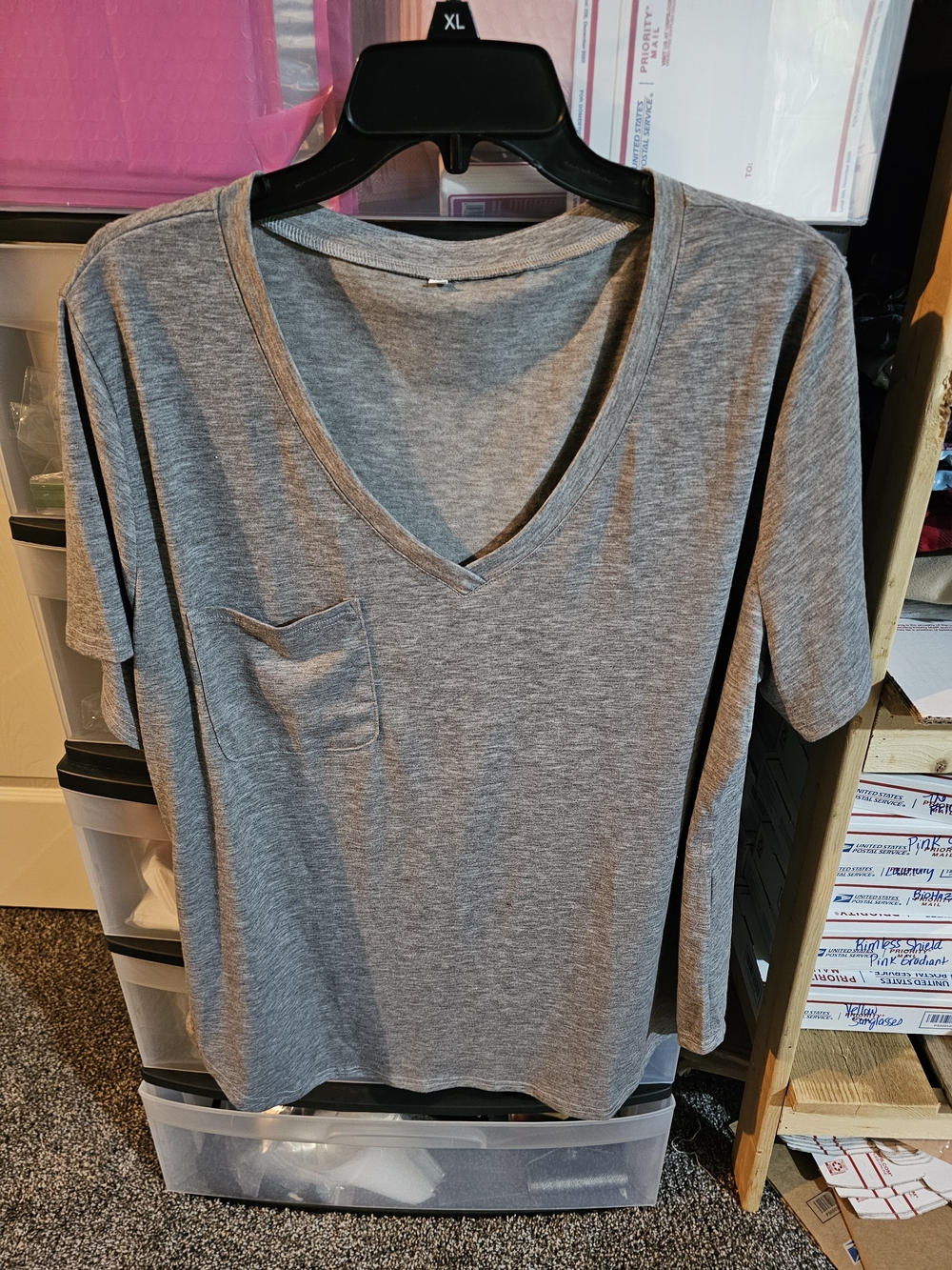 Classic V-Neck Pocket Tee - Gray